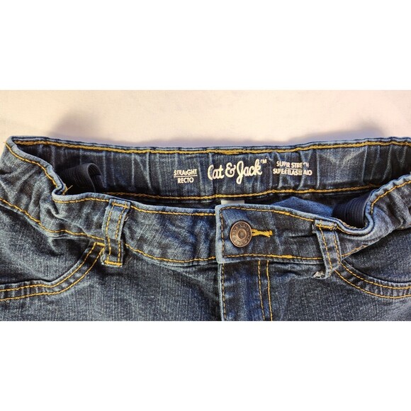 Cat & Jack Jeans Girls Size 10 Straight Skinny Denim Dark Blue - Picture 2 of 7